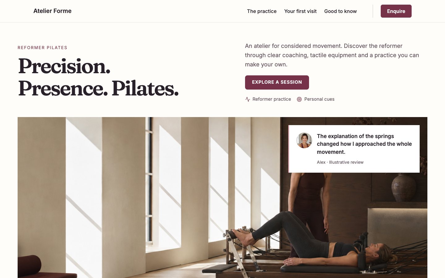 Atelier Forme - Pilates website template