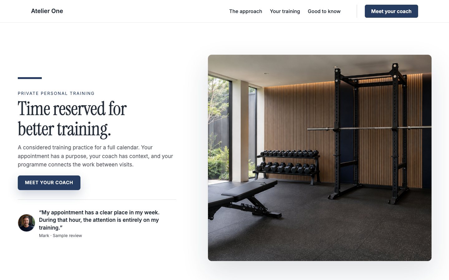 Atelier One - Personal trainer website template