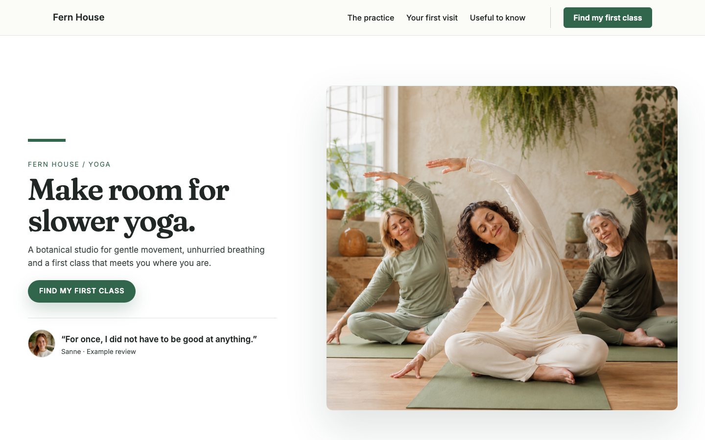 Fern House - Yoga website template