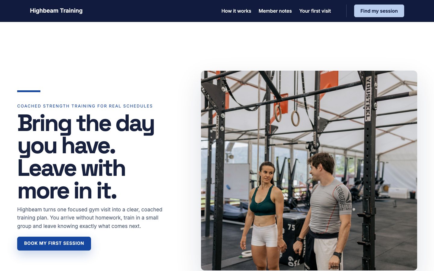 Highbeam Training - Gym website template