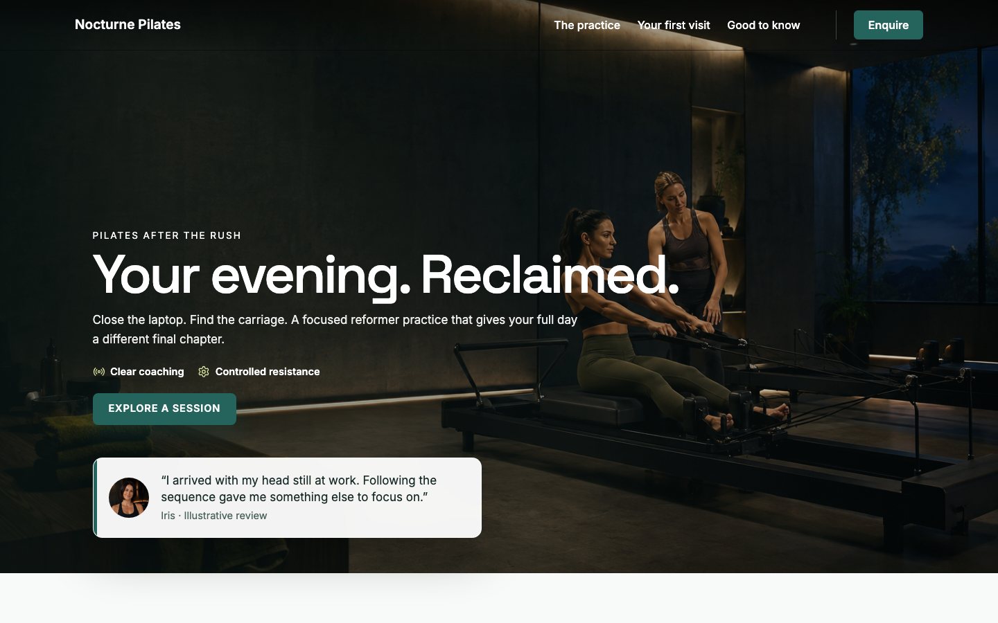 Nocturne Pilates - Pilates website template