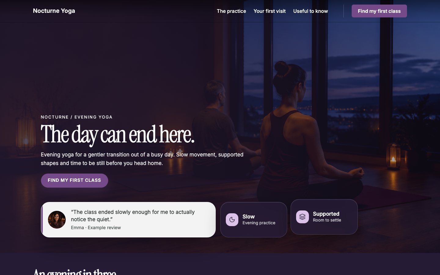 Nocturne Yoga - Yoga website template