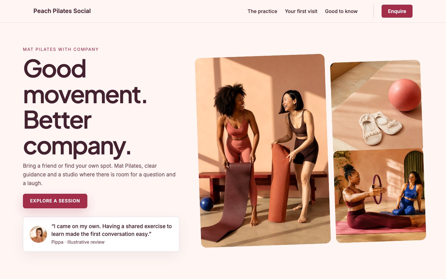 Peach Pilates Social - Pilates website template