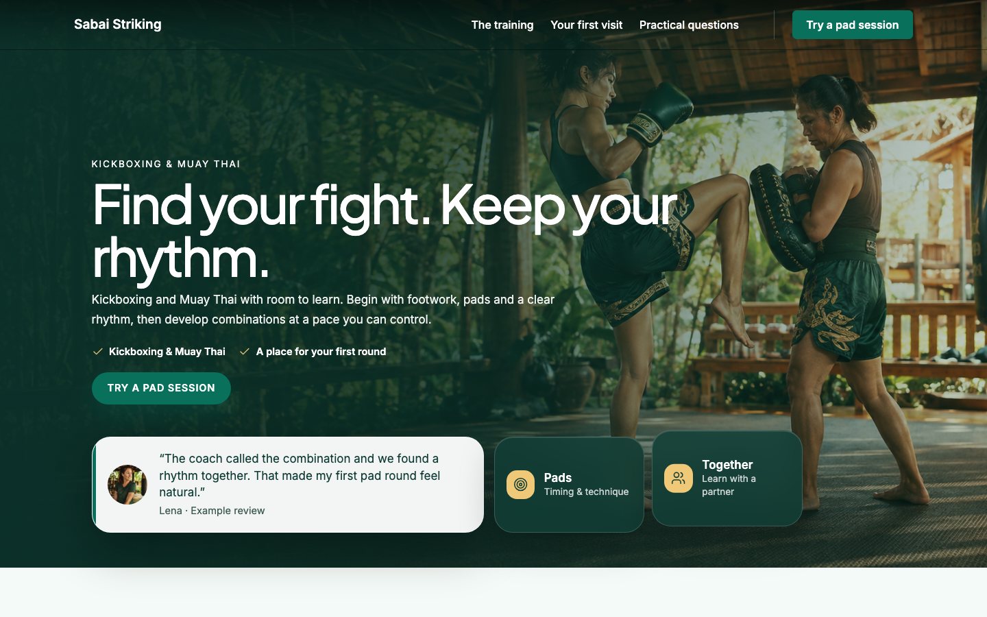Sabai Striking - Martial arts website template