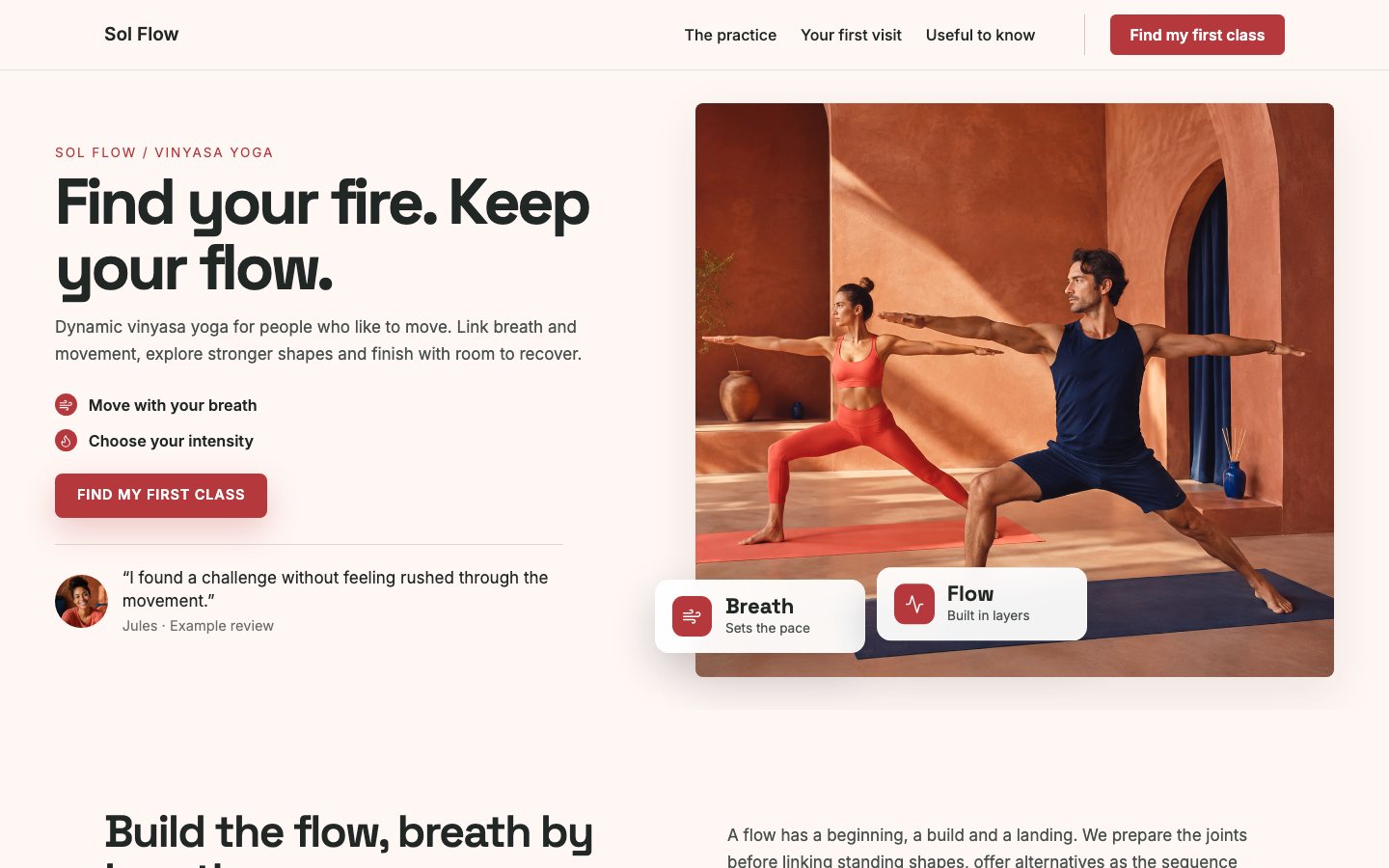 Sol Flow - Yoga website template