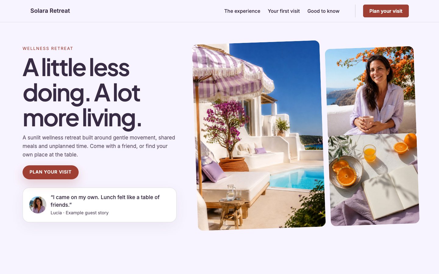 Solara Retreat - Wellness website template