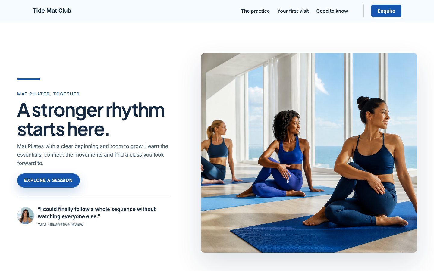 Tide Mat Club - Pilates website template