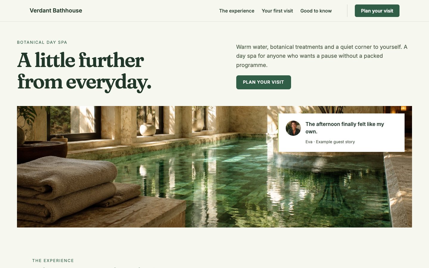 Verdant Bathhouse - Wellness website template